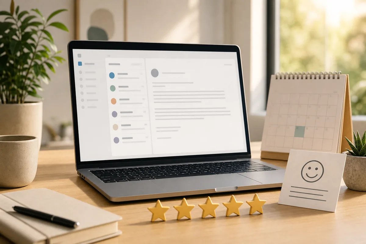 Fluxo de modelo de email para pedir avaliações com feedback e estrelas