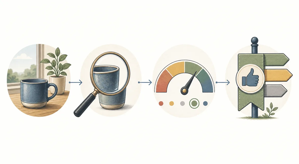 Méthode visuelle en quatre étapes pour rédiger un avis du contexte à la recommandation